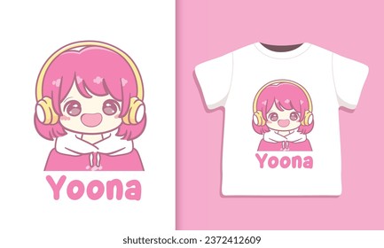 Cute chibi girl k pop shirt designs illustration