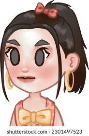 Cute chibi girl ponytail hairstyle