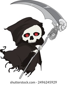 Cute chibi grim reaper with scythe