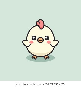 cute chibi hen chicken cartoon character vector illustration template design