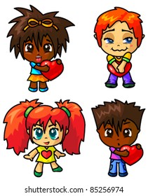 Cute chibi icons set with valentine symbol (part 1)