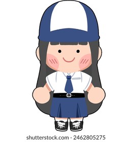 cute chibi indonesia elementary high school girl smile