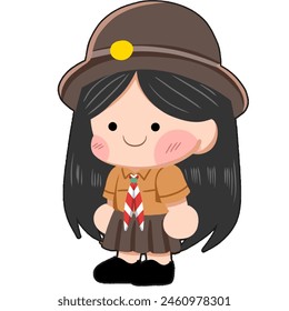 cute chibi indonesia scout school uniform girl smile