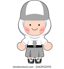 cute chibi indonesia senior high school hijab girl smile