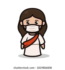 Cute chibi Jesus mascot design kawaii illustration