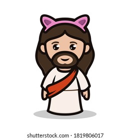 Cute chibi Jesus mascot design kawaii illustration