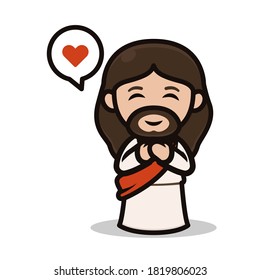 Cute chibi Jesus mascot design kawaii illustration
