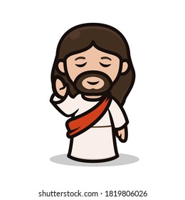 Cute chibi Jesus mascot design kawaii illustration