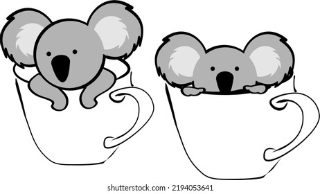 cute chibi koala cartoon set illustration in vector format