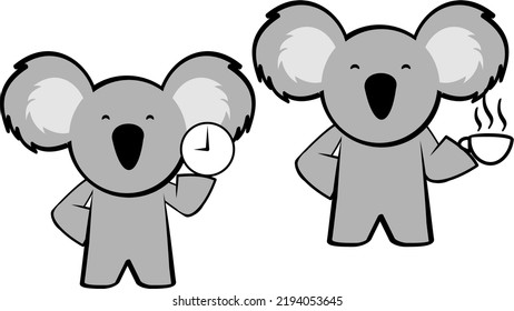 cute chibi koala cartoon set illustration in vector format