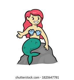 Cute Chibi mermaid mascot design illustration