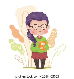 Cute Chibi Nerd Student Concept  Vector Illustration
