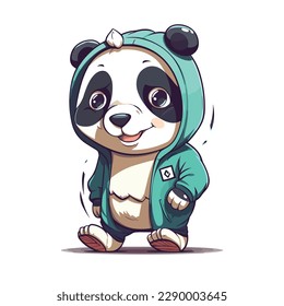 süße Chibi panda Cartoon Charakter. Vektorkunst illustrierte Maskottchen für Logo