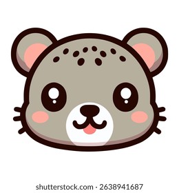 cute chibi panther head wild animal flat color vector illustration template design
