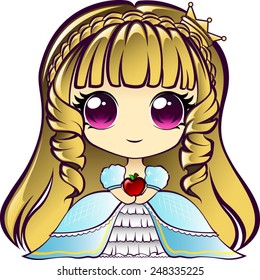 Cute chibi princess holding an apple