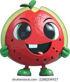 cute and chibi red watermelon character, vector art