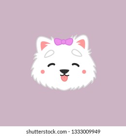 Cute Chibi Samoyed Dog Head Cartoon Vector Illustration Series