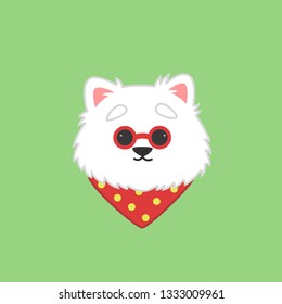 Cute Chibi Samoyed Dog Head Cartoon Vector Illustration Series