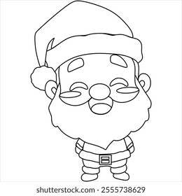 "Cute chibi Santa Claus vector with minimalist elements, ideal for textile patterns, stickers or printable art projects."