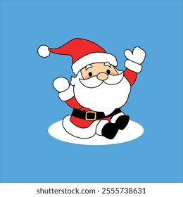 "Cute chibi Santa Claus vector with minimalist elements, ideal for textile patterns, stickers or printable art projects."