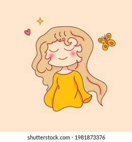 cute chibi smiling character joyful illustration