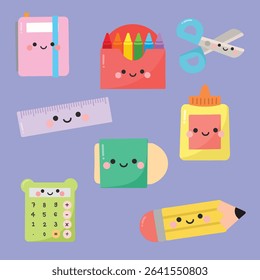 Cute Chibi Stationary Pencil Ruler Eraser Glue Note Kindergarten Kid Drawing