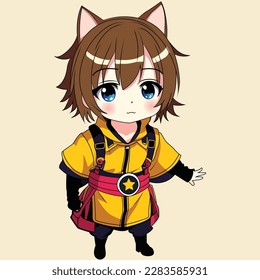 Cute chibi student boy cartoon character