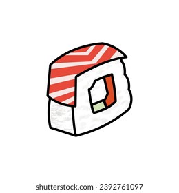 A Cute Chibi Styled Smoked Salmon Sushi