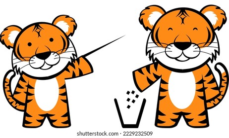 cute chibi tiger cartoon expressions set illustration in vector format