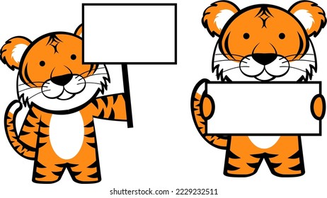 cute chibi tiger cartoon expressions set illustration in vector format
