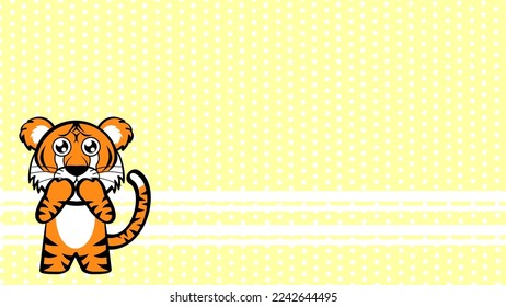 caricatura del personaje de chibi tiger lindo ilustración de afiche de fondo en formato vectorial