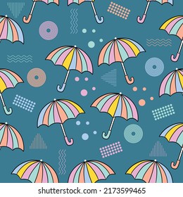 Cute chibi umbrealla soft colorful seamless pattern doodle kids baby kawaii cartoon