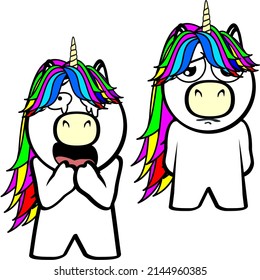 cute chibi unicorn cartoon kawaii expression pack collection illustration in vector format