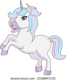 Cute chibi unicorn children cartoon fantasy vector illustration