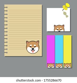 cute chibi vector stickers shiba inu dog for notes