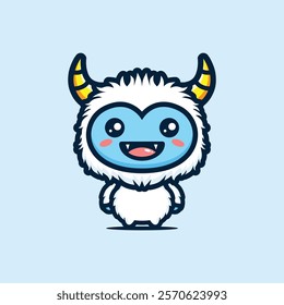 cute chibi yeti smiling happily