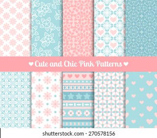 Cute and Chic Pink and blue Patterns. Endless texture for paper or scrap booking