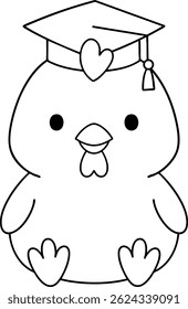 A Cute chick animal wearing graduation cap, symbolizing achievement and celebration