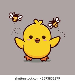 Cute chick bee vector children's illustration Q edition vector cartoon illustration