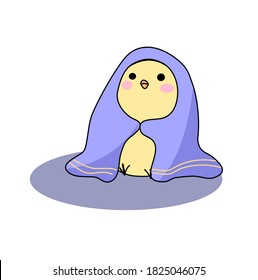 Cute chick with cute blanket