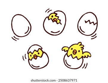 A cute chick breaking out of an egg