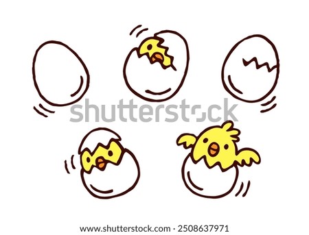 A cute chick breaking out of an egg