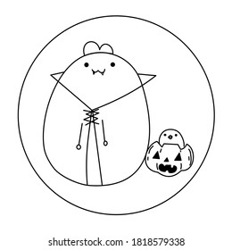 Cute chick and bunny with halloween doodle