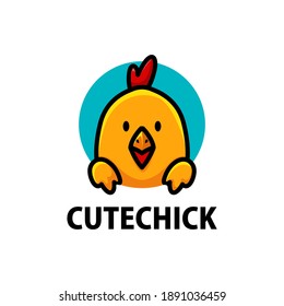 cute chick cartoon logo vector icon illustration