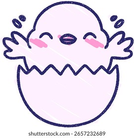 Dibujo de tiza de pollito lindo en color neón brillante