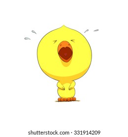 Cute chick character on white background