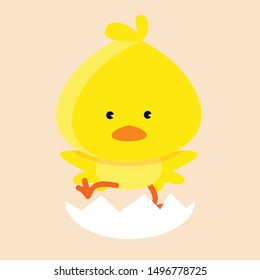 cute chick character a vector Design