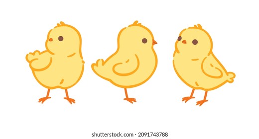 Cute chick. Contour cartoon vector illustration.