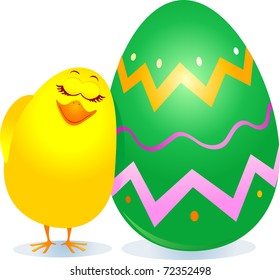 cute chick covers an Easter egg, vector