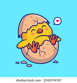 Cute Chick In Cracked Egg Cartoon Vector Icon Illustration  Animal Nature Icon Concept Isolated Premium Vector  Flat Cartoon Style